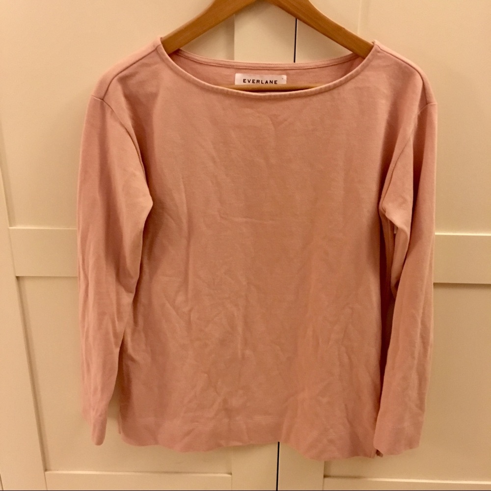 Blush pink everlane long sleeve cotton shirt